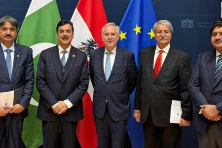 ویانا:چیئرمین سینیٹ پاکستان سید یوسف رضا گیلانی کی آسٹریا کی نیشنل کونسل کے صدر سے ملاقات