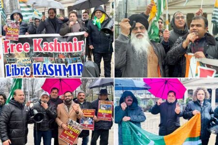بھارتی وزیراعظم نریندر مودی کے دورہ فرانس کے موقع پر پاکستانی اور کشمیری کمیونٹی کا شدید احتجاج