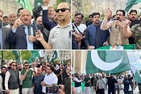 بھارتی آبی جارحیت ،دہشت گردی اور جنگی عزائم کیخلاف پیرس میں مقیم ہزاروں پاکستانیوں کا احتجاجی مظاہرہ